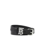 Burberry Leather Silver Logo Bracelet