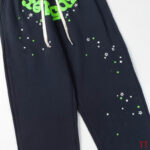 Sp5der Tracksuit - Navy Blue Lime Green - Image 7