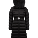 Moncler Leersie Hooded Shearling Long Down Jacket Black Fur