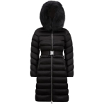 Moncler Leersie Hooded Shearling Long Down Jacket Black Fur