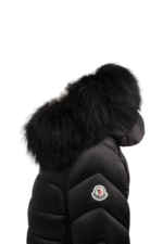 Moncler Leersie Hooded Shearling Long Down Jacket Black Fur - Image 3