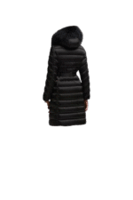 Moncler Leersie Hooded Shearling Long Down Jacket Black Fur - Image 2