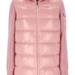 Moncler Women's Pink Paneled Zip-Up Padded Cardigan
