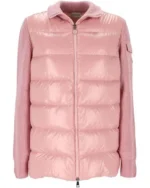 Moncler Women's Pink Paneled Zip-Up Padded Cardigan