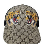 GUCCI Tigers Print GG Supreme Baseball Hat Beige