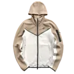 TECH FLEECE HOODIE - KHAKI & WHITE