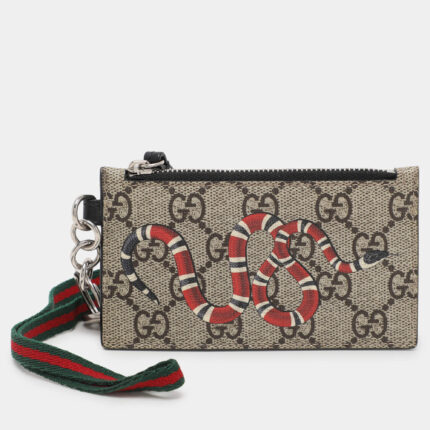 Gucci Supreme Canvas & Leather Kingsnake Lanyard Card Holder