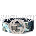GG Supreme Monogram Blooms Interlocking G Belt Beige Blue Navy - Image 2