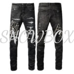 Amiri High Street Old Washing Water Patch Splicing Letter Jeans