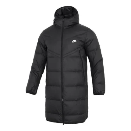 Nike Hooded Puffer Long Coat Black