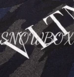 Valentino Logo-Painted Camouflage-Intarsia Cashmere Sweater Blue - Image 2