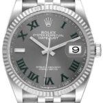 Rolex Datejust 41mm Slate Roman Numeral Dial Fluted Bezel