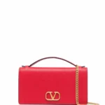 Valentino Garavani VLogo Signature grainy calfskin wallet with chain
