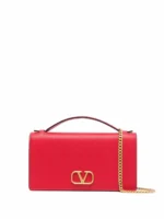 Valentino Garavani VLogo Signature grainy calfskin wallet with chain