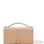 Valentino Garavani VLogo Signature grainy calfskin wallet with chain