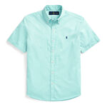 Polo Ralph Lauren Slim Fit Button Up Short Sleeve Shirt Turquoise