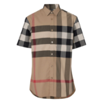 Burberry Check Stretch Poplin Short Sleeve Shirt Polo