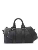 Louis Vuitton Black Taurillon Monogram Icon Keepall Bandoulière 25 Bag