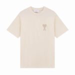 AMI PARIS T-Shirt Small Heart A Light Beige