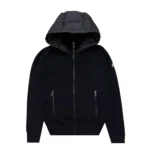 Moncler Retro Hooded Wool Cardigan Knit Black Cardigan
