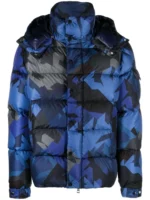 Moncler Blue Mosa Graphic-print Puffer Jacket